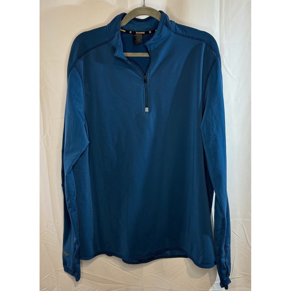 Champion Running Womens XL Teal Blue 1/4 Zip Pullover Reflective Long Sleeve Top